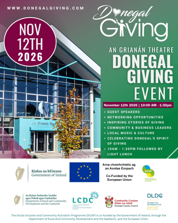 Footprints of Giving 2026 at An Grianán Theatre, November 12th 2026, 10:00am to 1:30pm followed by light lunch